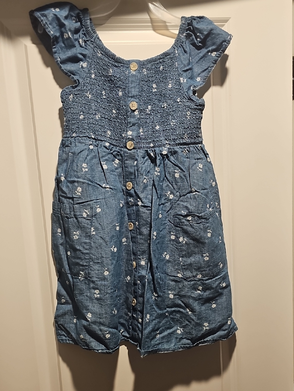 Cat & Jack Blue Floral Smocked Dress - Button Front